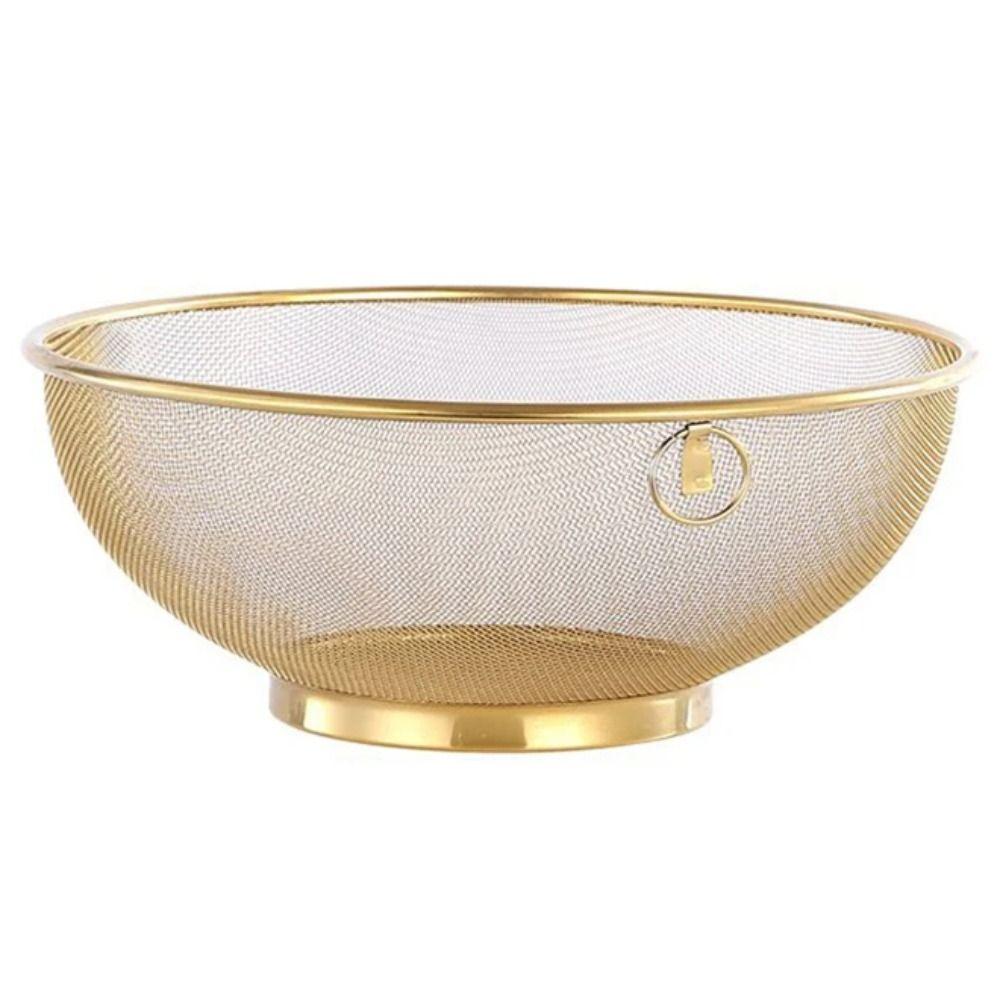 Дуршлаг для мытья риса, мелкоячеистый дуршлаг из нержавеющей стали, дуршлаг для фруктов, дуршлаг, кухонные принадлежности 20cm золотой